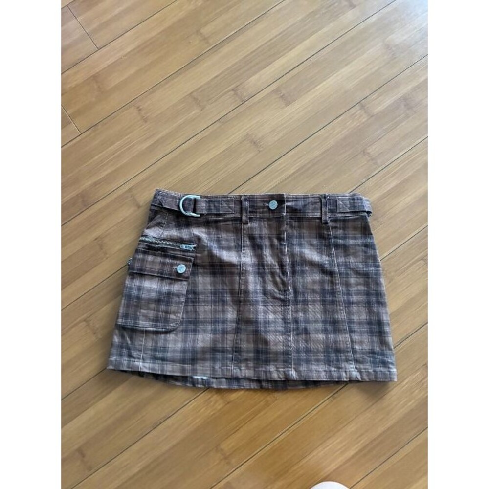 With Jean Y2K-style brown cargo mini skirt XS